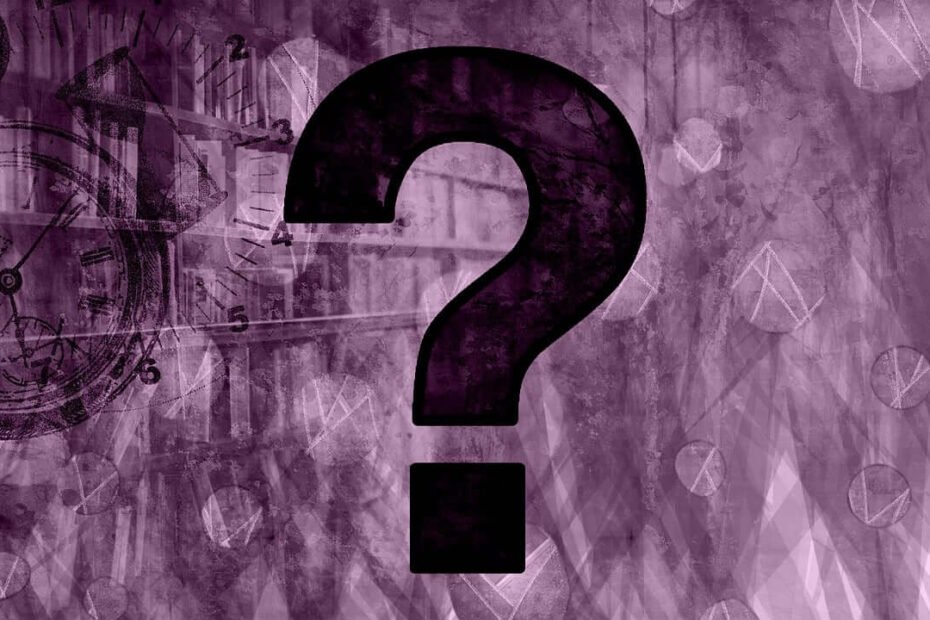 Question Mark with purple background of books on shelves